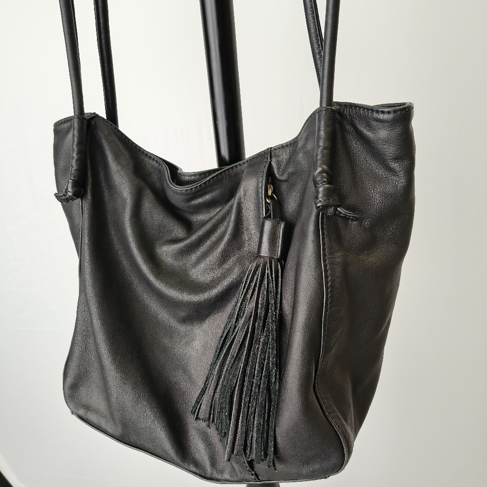 HOBO Black Genuine Leather Tote Bag - Picture 5 of 8